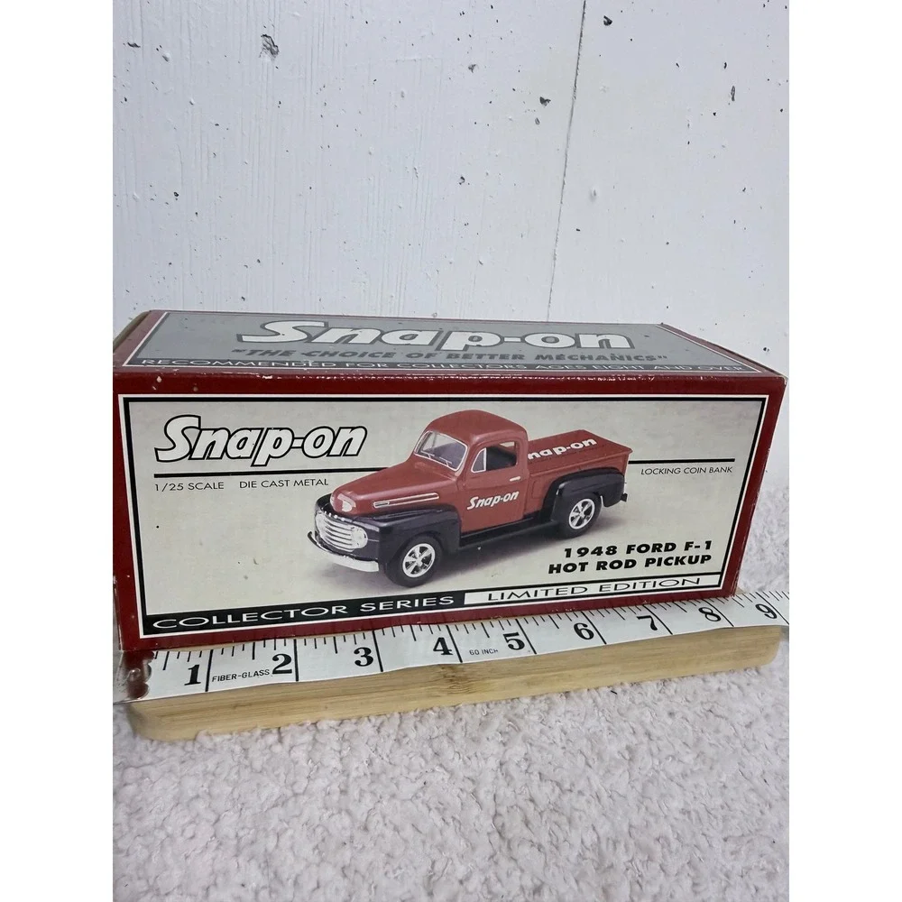 Snap-on Tools 1948 Ford F-1 Hot Rod Pickup 1/25 Scale Die-Cast Coin Bank Red